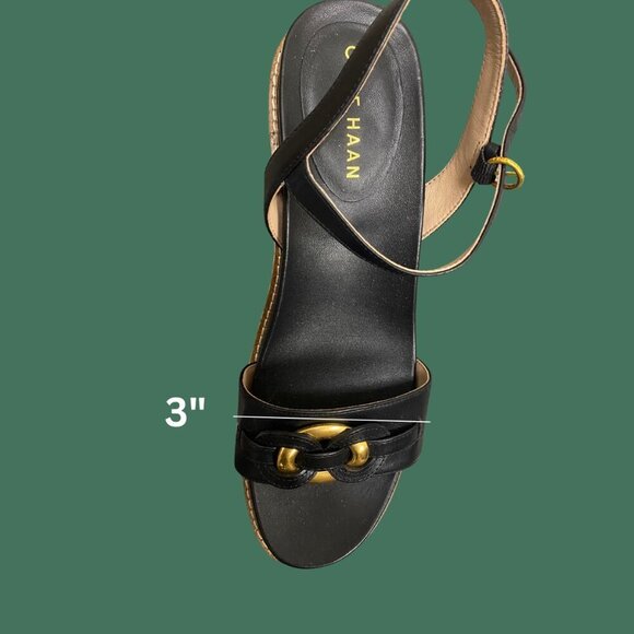 Name: Cole Haan Black Leather Wedge Pumps – Size 8.5 (Classic 3" Heel Comfort) - Picture 11 of 12
